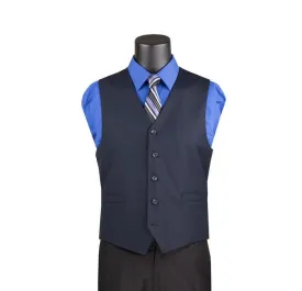 Vinci Slim Fit Single Breasted 5 Button Vest Navy OV-900