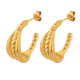 Wheat Ear Geometric Brass C-Shaped Earrings for Stylish Women