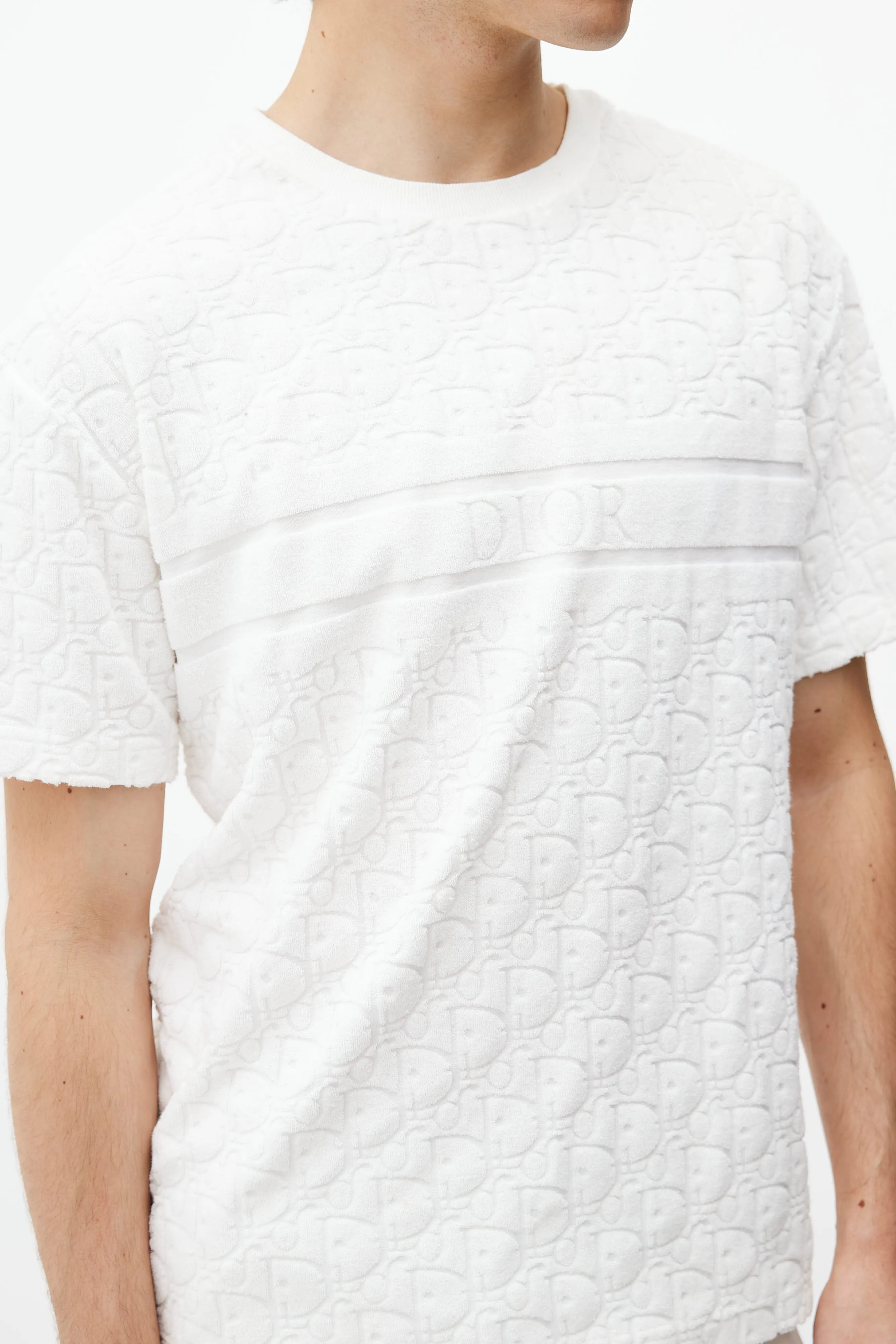 White Oblique Terry T-Shirt