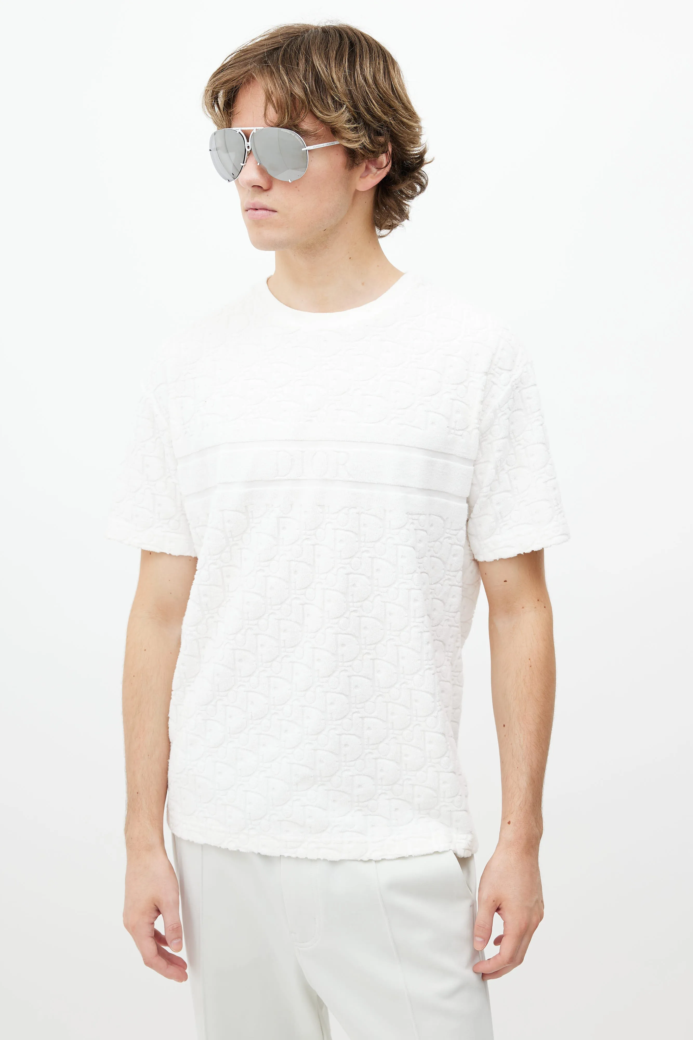 White Oblique Terry T-Shirt