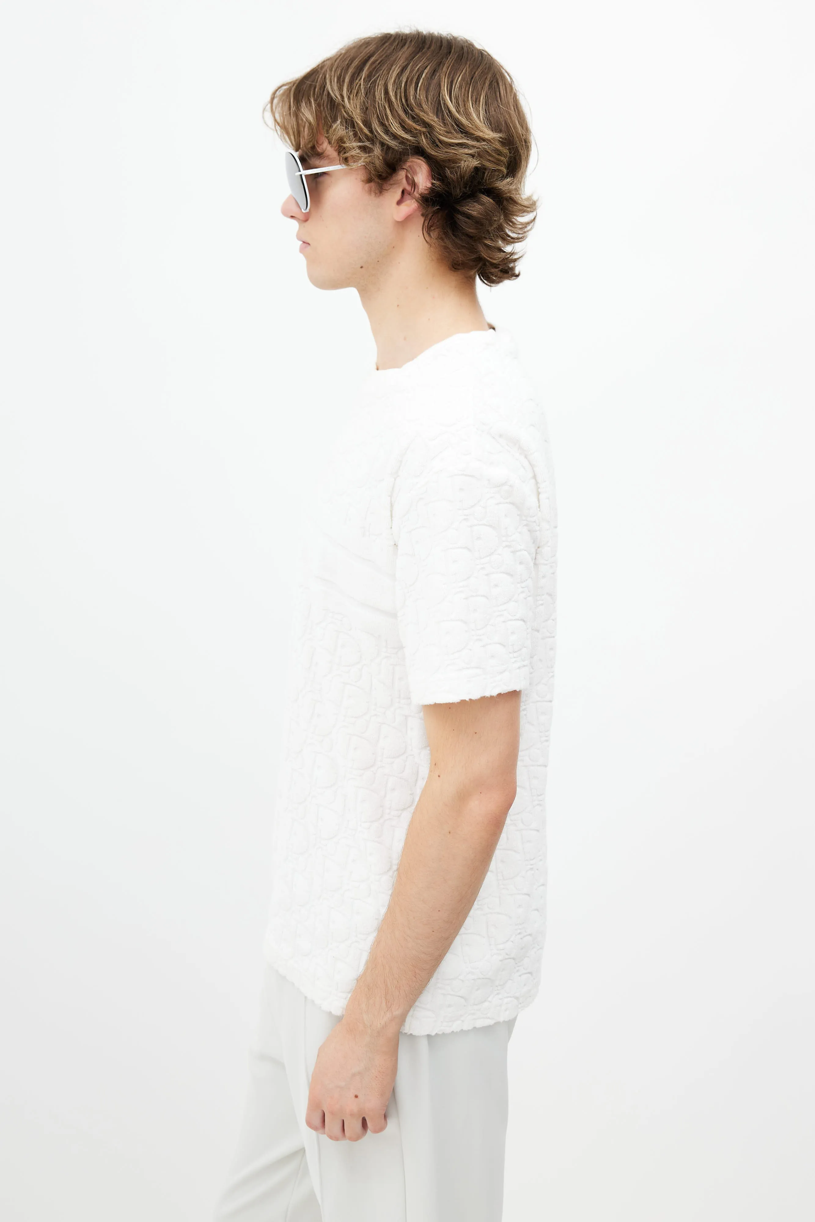 White Oblique Terry T-Shirt