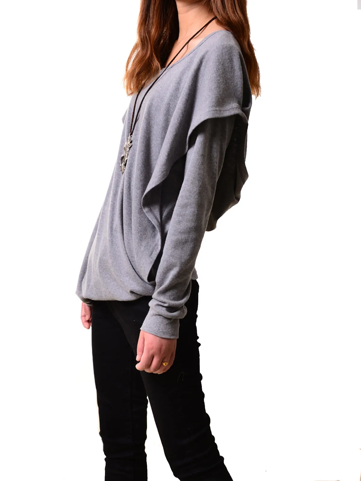 Womens Cotton Hoodie/cotton Top/Oversized Plus size Sweatshirt/Casual Top/Customized T-shirt/Asymmetry clothing/Boho t-shirt/Long Sleeve Shirt(Y3118)