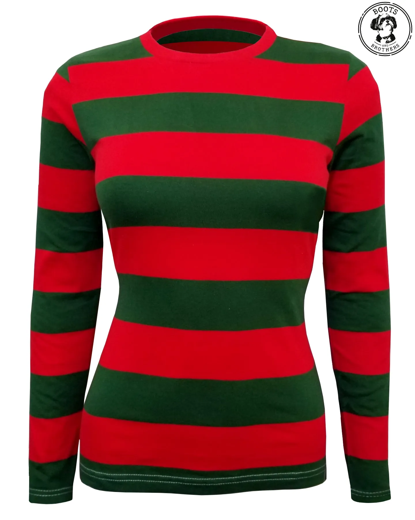 Womens Red & Green Nightmare on the Street Striped T-Shirt Costume