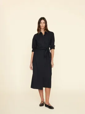 Xid4avc009 Black Poplin Midi Dress