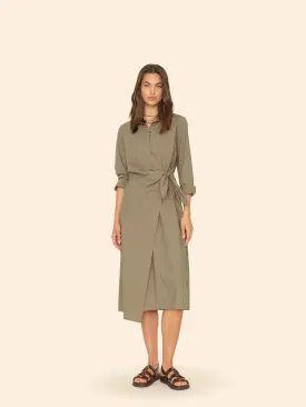 Xix4avc009 Olive Poplin Midi Dress